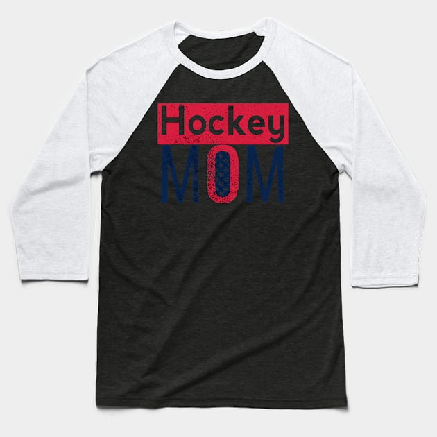 Hockey mom in Red and Blue Baseball T-Shirt by M Dee Signs